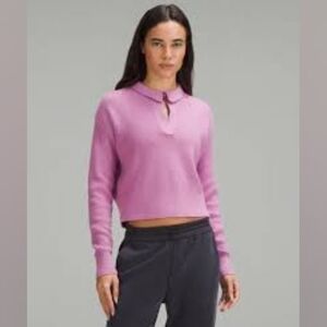 Lululemon Collared Merino Wool-Blend Sweater in Dahlia Mauve, Size S